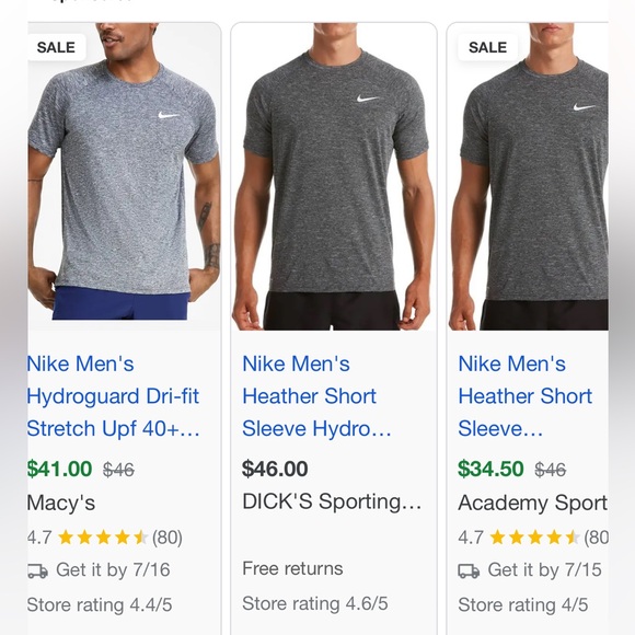 Nike Swim Men's Hydroguard Dri-FIT Stretch UPF 40+ Heather Rash Guard - Picture 4 of 5